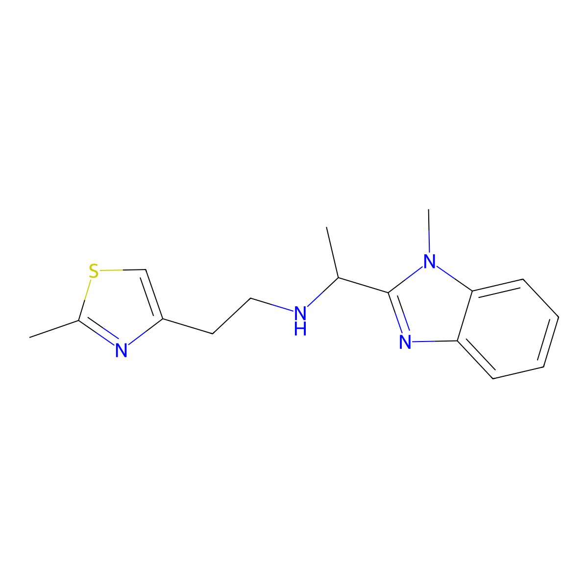 [2-(2-methyl-1,3-thiazol-4-yl)ethyl][1-(1-methyl-1H-1,3-benzodiazol-2-yl)ethyl]amine molecular structure, CAS 1797280-03-5