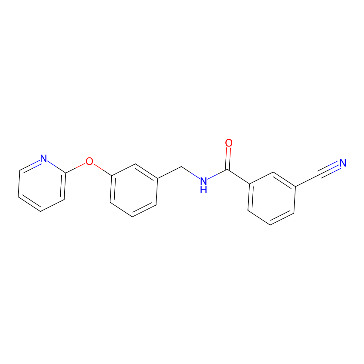 3-cyano-N-(3-(pyridin-2-yloxy)benzyl)benzamide molecular structure, CAS 1797280-90-0