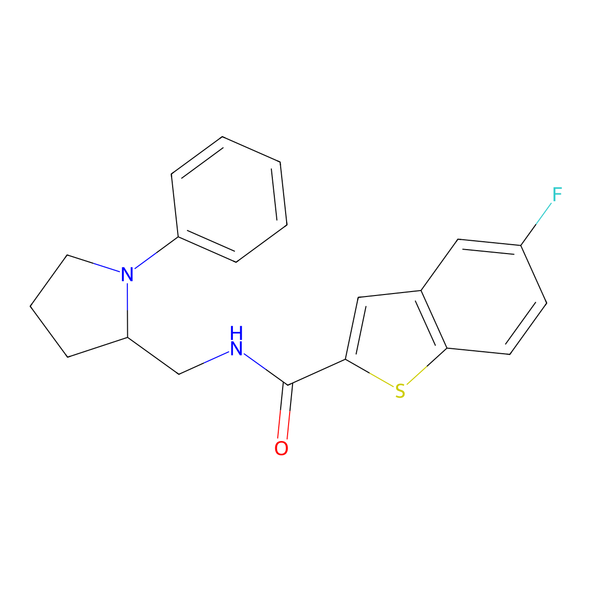 5-fluoro-N-((1-phenylpyrrolidin-2-yl)methyl)benzo[b]thiophene-2-carboxamide molecular structure, CAS 1797281-02-7