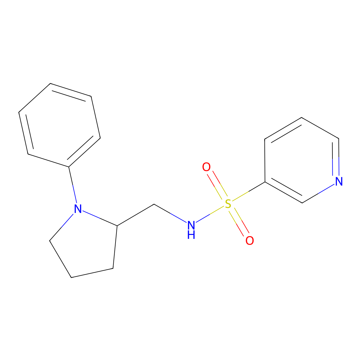 N-[(1-phenylpyrrolidin-2-yl)methyl]pyridine-3-sulfonamide molecular structure, CAS 1797281-10-7