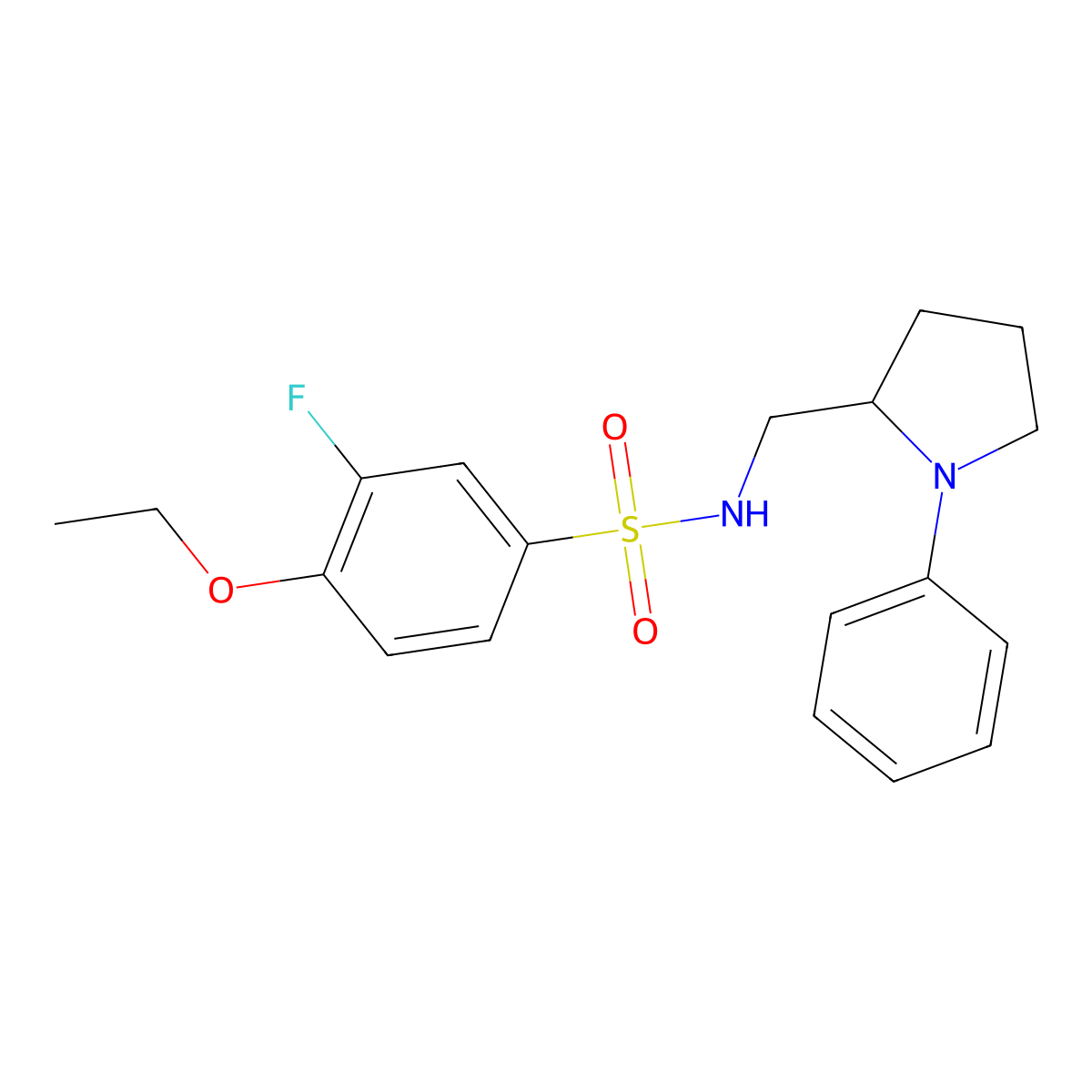 4-ethoxy-3-fluoro-N-((1-phenylpyrrolidin-2-yl)methyl)benzenesulfonamide molecular structure, CAS 1797281-16-3