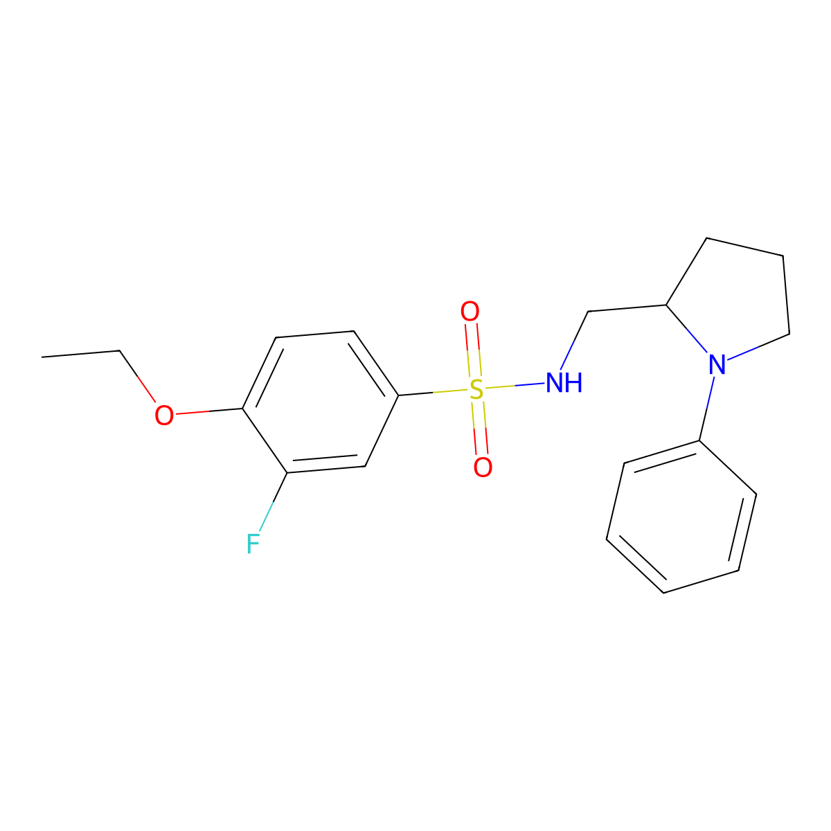 4-ethoxy-3-fluoro-N-((1-phenylpyrrolidin-2-yl)methyl)benzenesulfonamide molecular structure, CAS 1797281-16-3