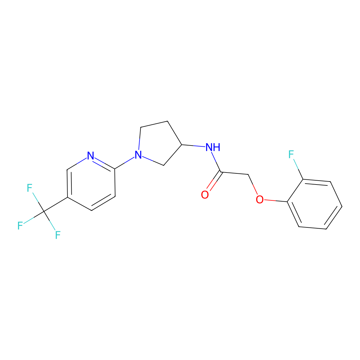 2-(2-fluorophenoxy)-N-{1-[5-(trifluoromethyl)pyridin-2-yl]pyrrolidin-3-yl}acetamide molecular structure, CAS 1797281-22-1