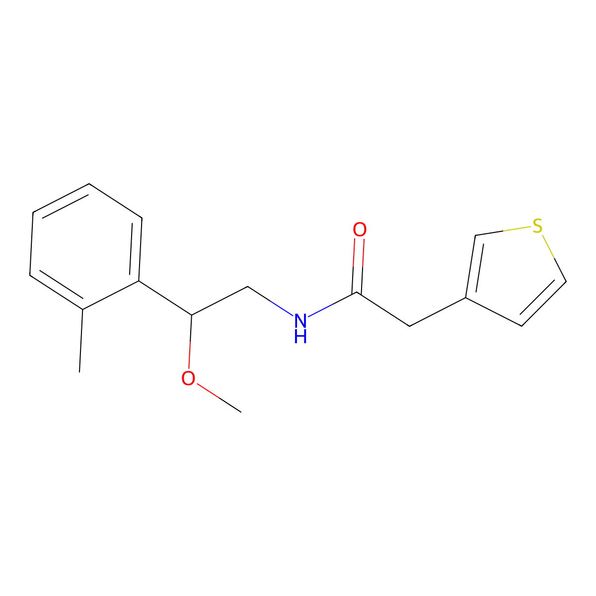 N-(2-methoxy-2-(o-tolyl)ethyl)-2-(thiophen-3-yl)acetamide molecular structure, CAS 1797281-26-5