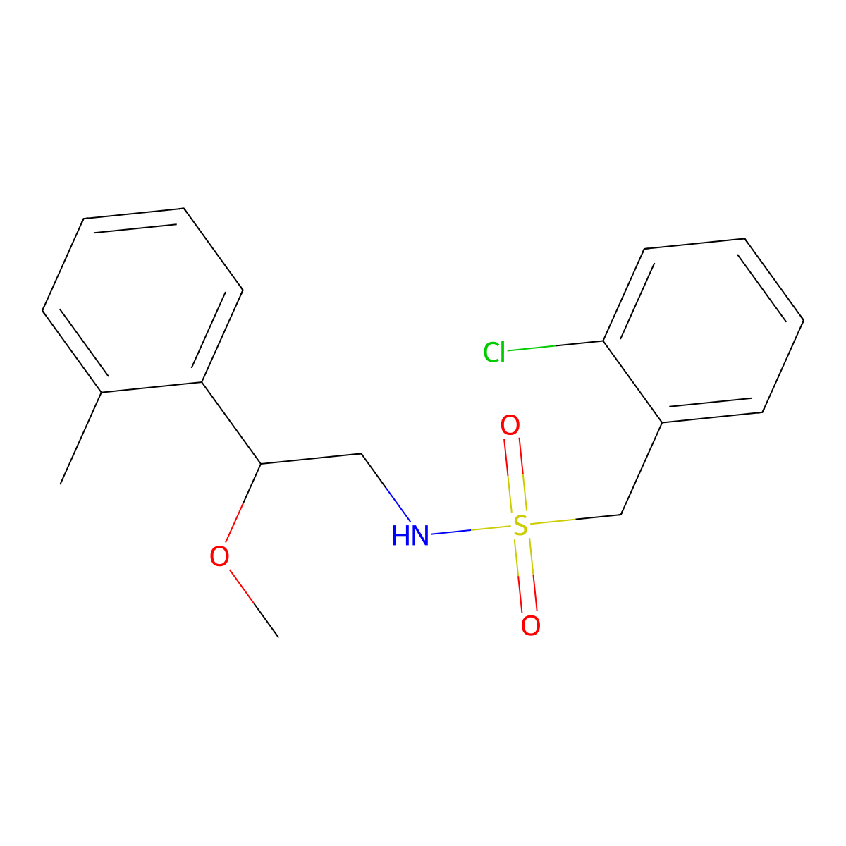 1-(2-chlorophenyl)-N-(2-methoxy-2-(o-tolyl)ethyl)methanesulfonamide molecular structure, CAS 1797281-30-1