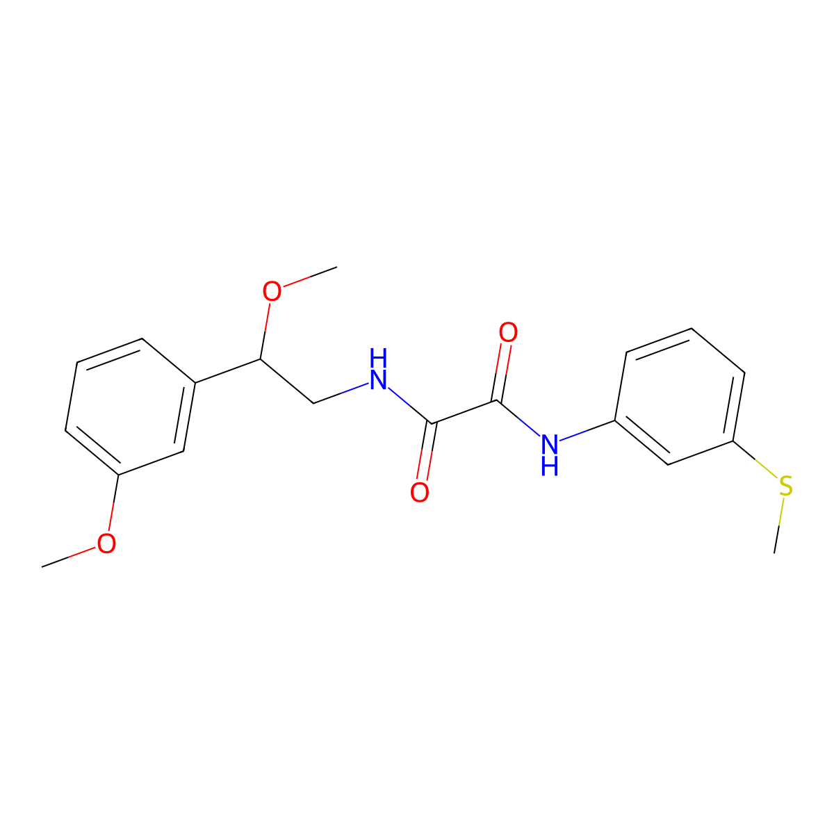N1-(2-methoxy-2-(3-methoxyphenyl)ethyl)-N2-(3-(methylthio)phenyl)oxalamide molecular structure, CAS 1797281-73-2