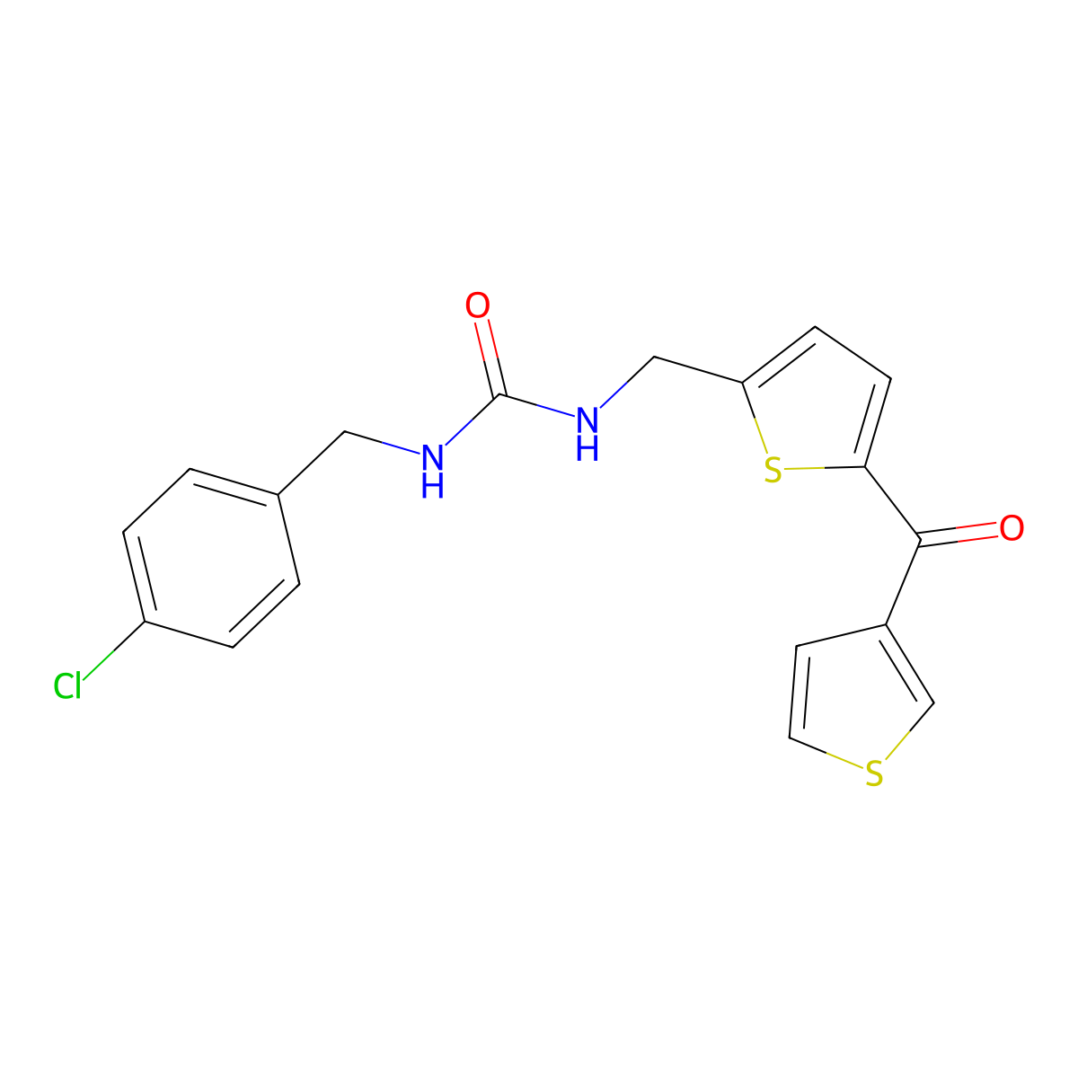 1-(4-Chlorobenzyl)-3-((5-(thiophene-3-carbonyl)thiophen-2-yl)methyl)urea molecular structure, CAS 1797282-08-6