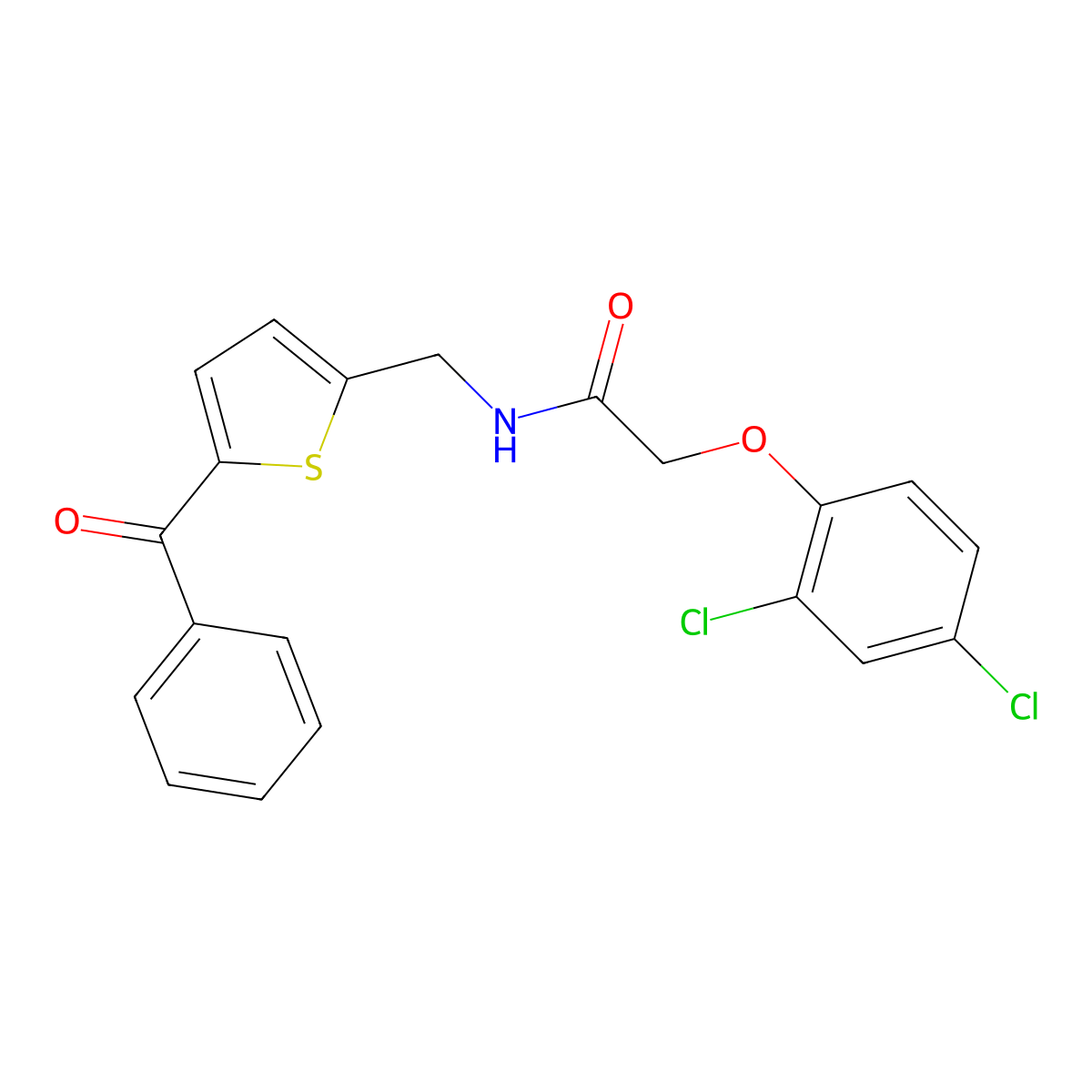 N-[(5-benzoylthiophen-2-yl)methyl]-2-(2,4-dichlorophenoxy)acetamide molecular structure, CAS 1797282-11-1