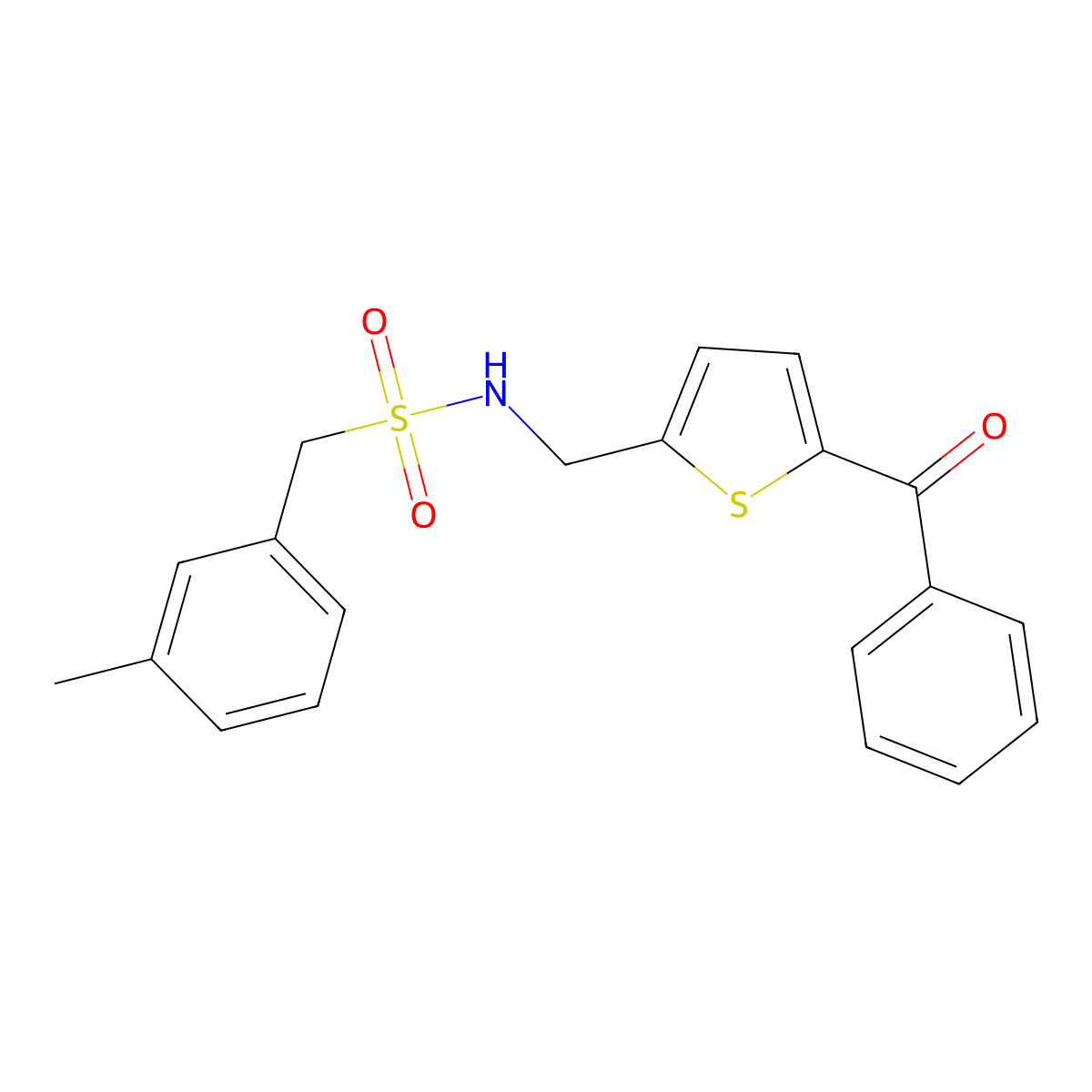 N-((5-benzoylthiophen-2-yl)methyl)-1-(m-tolyl)methanesulfonamide molecular structure, CAS 1797282-17-7