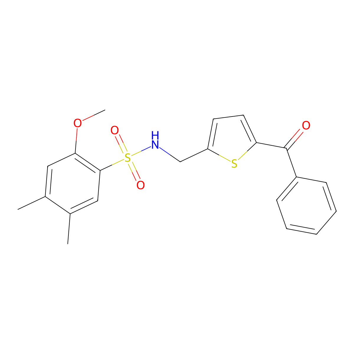 N-((5-benzoylthiophen-2-yl)methyl)-2-methoxy-4,5-dimethylbenzenesulfonamide molecular structure, CAS 1797282-26-8