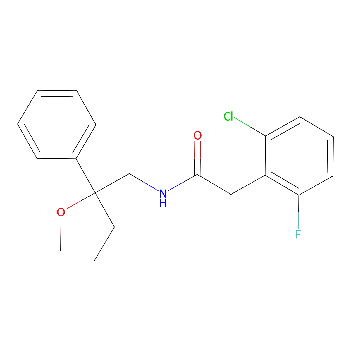 2-(2-chloro-6-fluorophenyl)-N-(2-methoxy-2-phenylbutyl)acetamide molecular structure, CAS 1797282-28-0