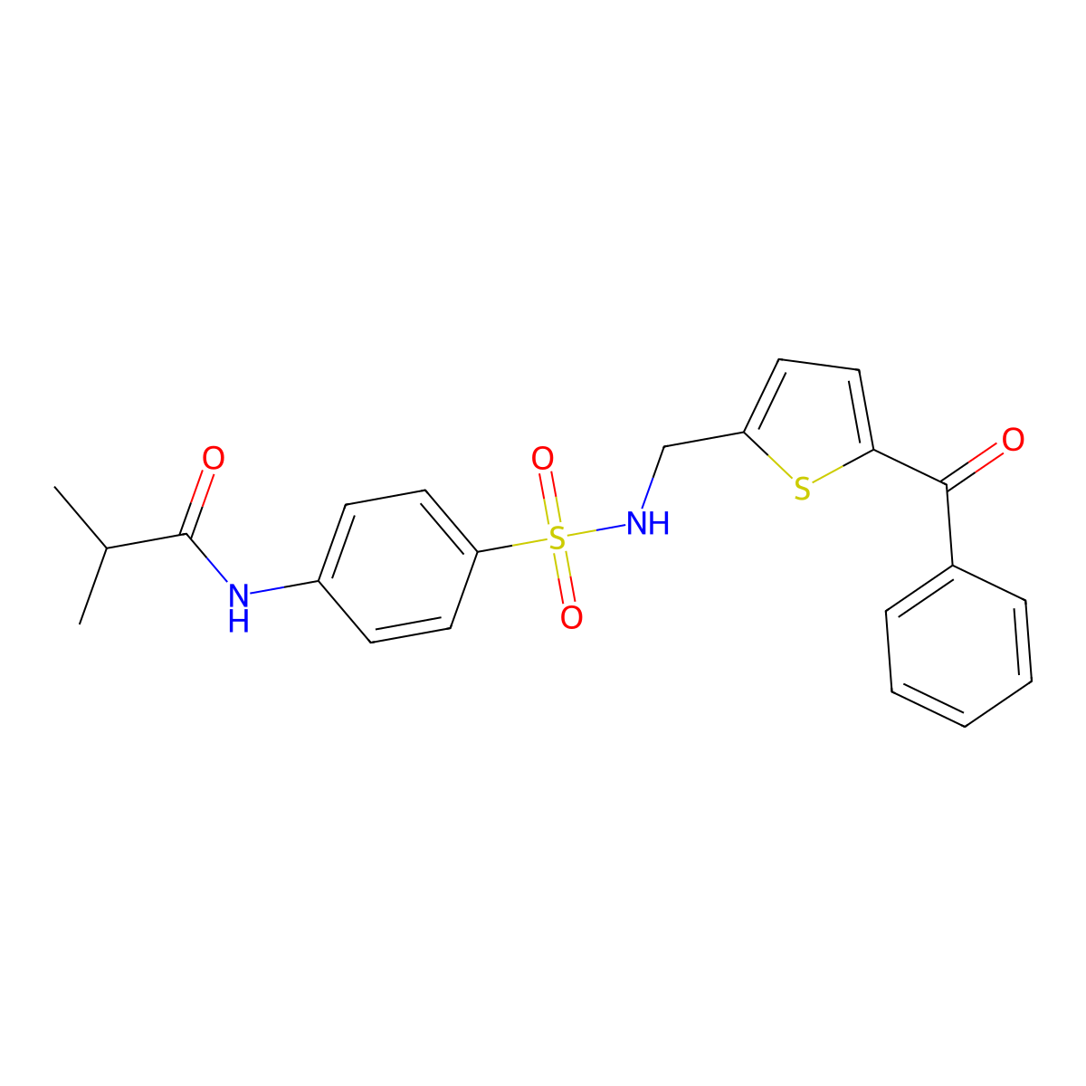 N-(4-(N-((5-benzoylthiophen-2-yl)methyl)sulfamoyl)phenyl)isobutyramide molecular structure, CAS 1797282-30-4