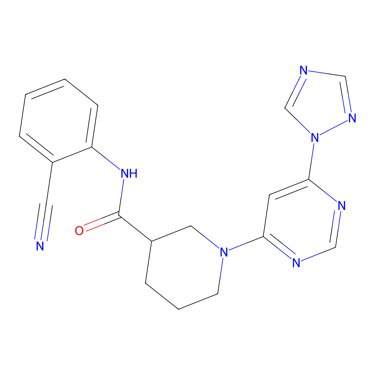 1-(6-(1H-1,2,4-triazol-1-yl)pyrimidin-4-yl)-N-(2-cyanophenyl)piperidine-3-carboxamide molecular structure, CAS 1797282-70-2