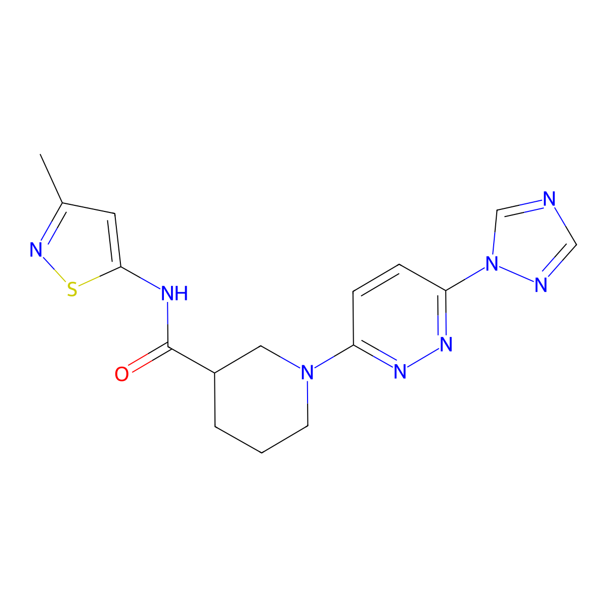 1-(6-(1H-1,2,4-triazol-1-yl)pyridazin-3-yl)-N-(3-methylisothiazol-5-yl)piperidine-3-carboxamide molecular structure, CAS 1797282-99-5
