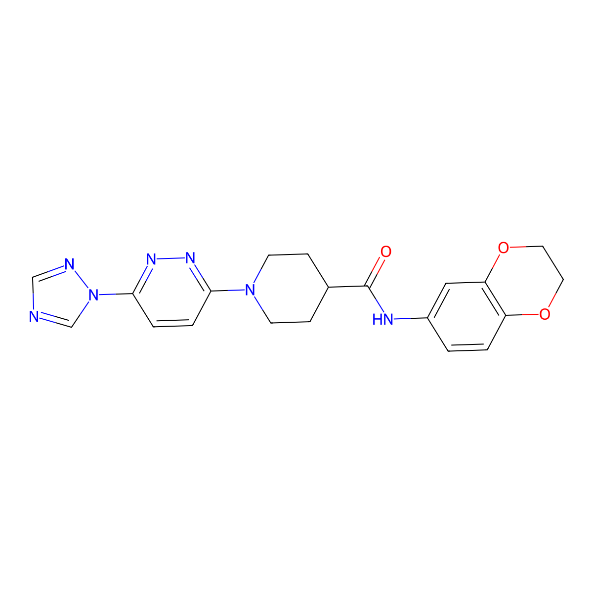 1-(6-(1H-1,2,4-triazol-1-yl)pyridazin-3-yl)-N-(2,3-dihydrobenzo[b][1,4]dioxin-6-yl)piperidine-4-carboxamide molecular structure, CAS 1797283-03-4