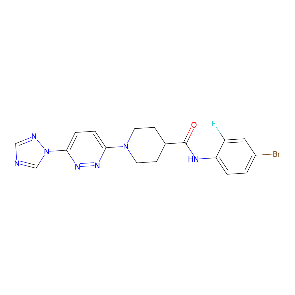 1-(6-(1H-1,2,4-triazol-1-yl)pyridazin-3-yl)-N-(4-bromo-2-fluorophenyl)piperidine-4-carboxamide molecular structure, CAS 1797283-09-0