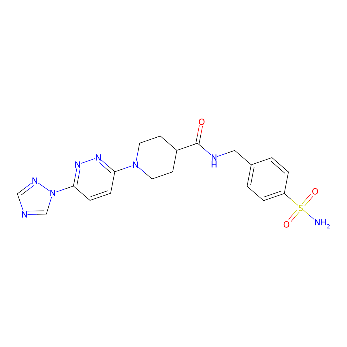 1-(6-(1H-1,2,4-triazol-1-yl)pyridazin-3-yl)-N-(4-sulfamoylbenzyl)piperidine-4-carboxamide molecular structure, CAS 1797283-12-5