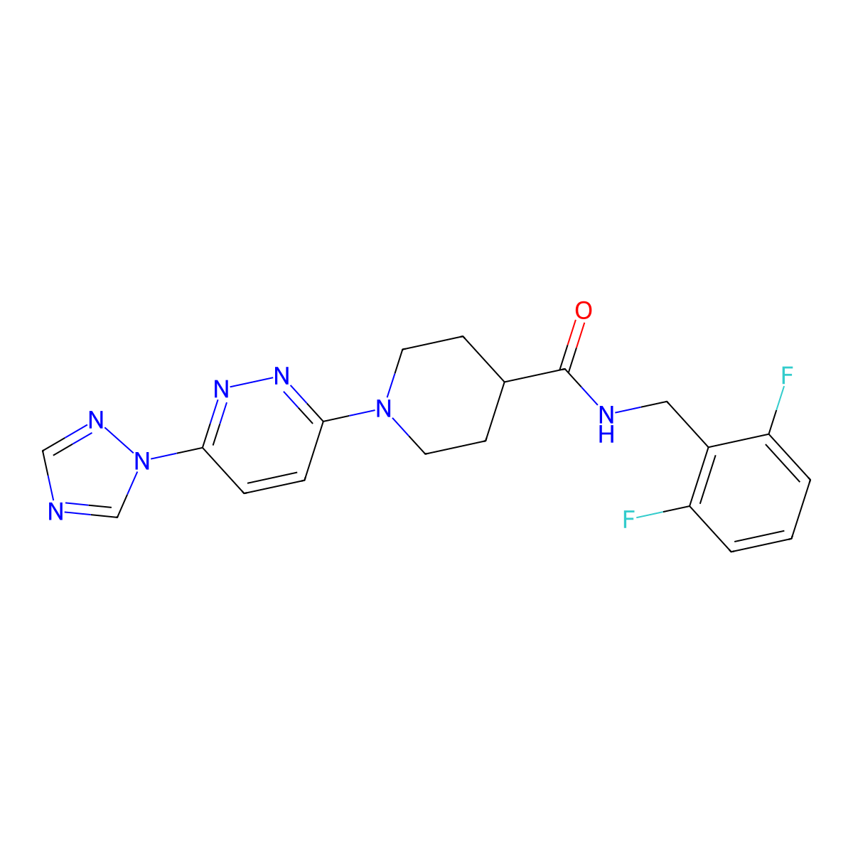 1-(6-(1H-1,2,4-triazol-1-yl)pyridazin-3-yl)-N-(2,6-difluorobenzyl)piperidine-4-carboxamide molecular structure, CAS 1797283-19-2
