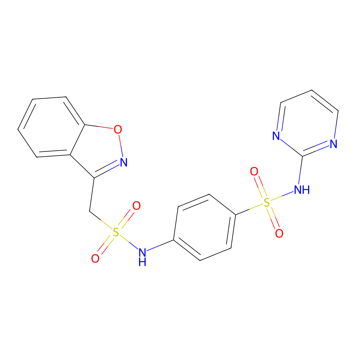 4-[(1,2-benzoxazol-3-yl)methanesulfonamido]-N-(pyrimidin-2-yl)benzene-1-sulfonamide molecular structure, CAS 1797283-29-4