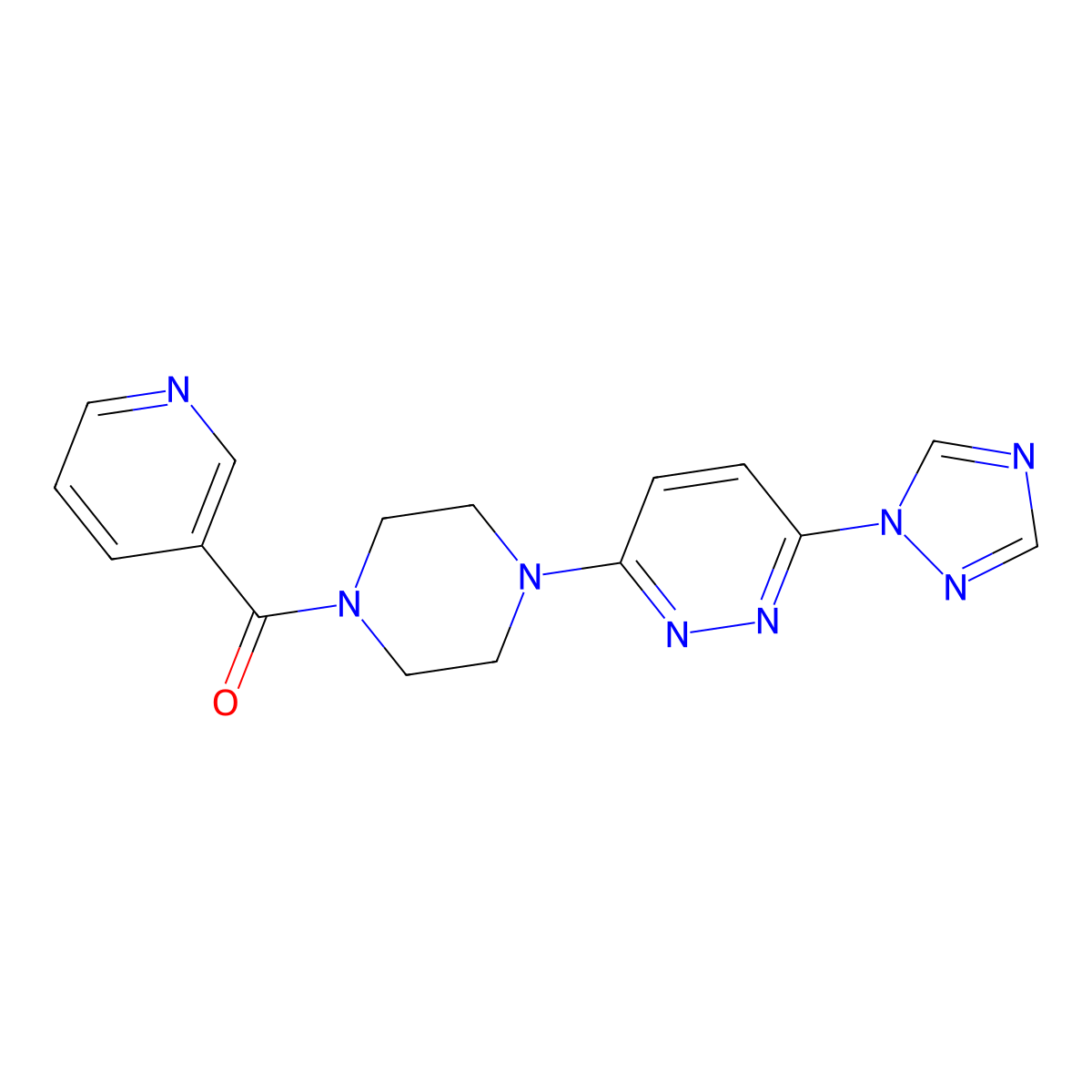 (4-(6-(1H-1,2,4-triazol-1-yl)pyridazin-3-yl)piperazin-1-yl)(pyridin-3-yl)methanone molecular structure, CAS 1797283-60-3