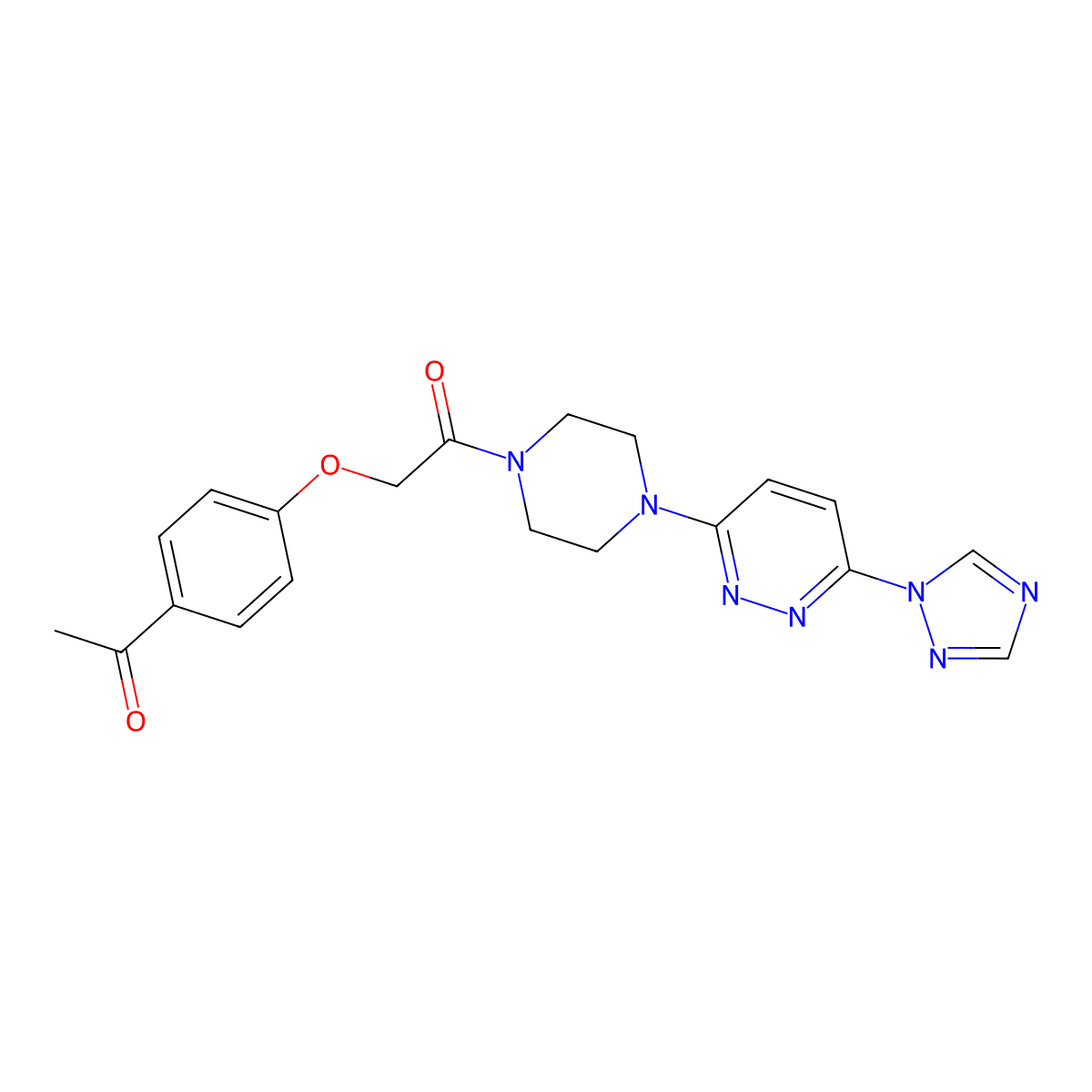 1-(4-(6-(1H-1,2,4-triazol-1-yl)pyridazin-3-yl)piperazin-1-yl)-2-(4-acetylphenoxy)ethanone molecular structure, CAS 1797283-69-2