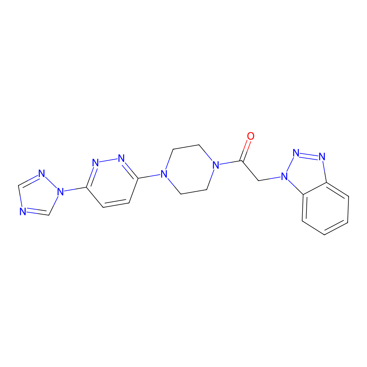 1-(4-(6-(1H-1,2,4-triazol-1-yl)pyridazin-3-yl)piperazin-1-yl)-2-(1H-benzo[d][1,2,3]triazol-1-yl)ethanone molecular structure, CAS 1797283-81-8