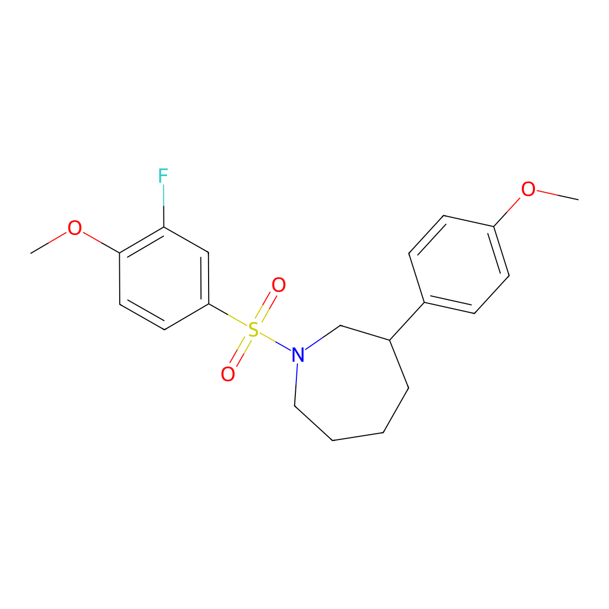 1-((3-Fluoro-4-methoxyphenyl)sulfonyl)-3-(4-methoxyphenyl)azepane molecular structure, CAS 1797284-08-2