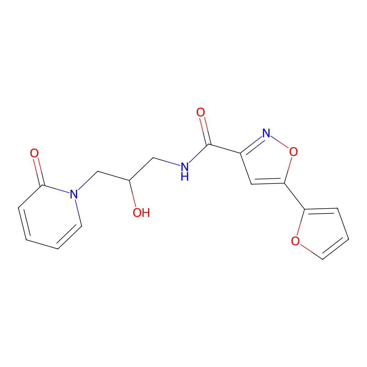 5-(furan-2-yl)-N-(2-hydroxy-3-(2-oxopyridin-1(2H)-yl)propyl)isoxazole-3-carboxamide molecular structure, CAS 1797284-21-9