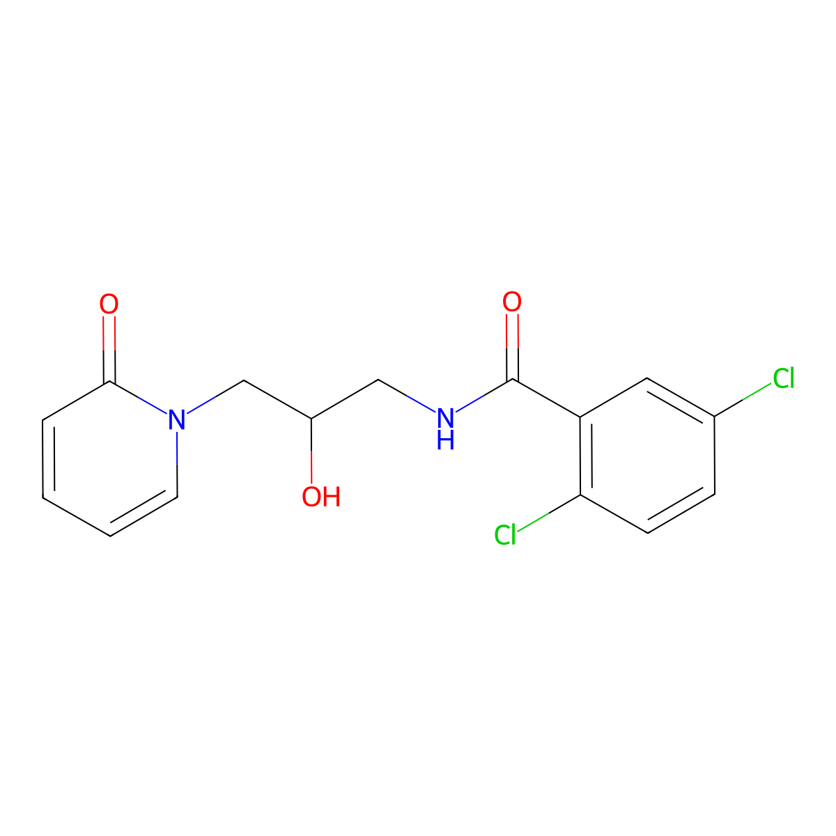 2,5-dichloro-N-[2-hydroxy-3-(2-oxo-1,2-dihydropyridin-1-yl)propyl]benzamide molecular structure, CAS 1797284-34-4