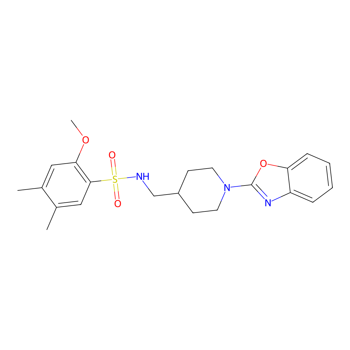 N-((1-(benzo[d]oxazol-2-yl)piperidin-4-yl)methyl)-2-methoxy-4,5-dimethylbenzenesulfonamide molecular structure, CAS 1797285-01-8
