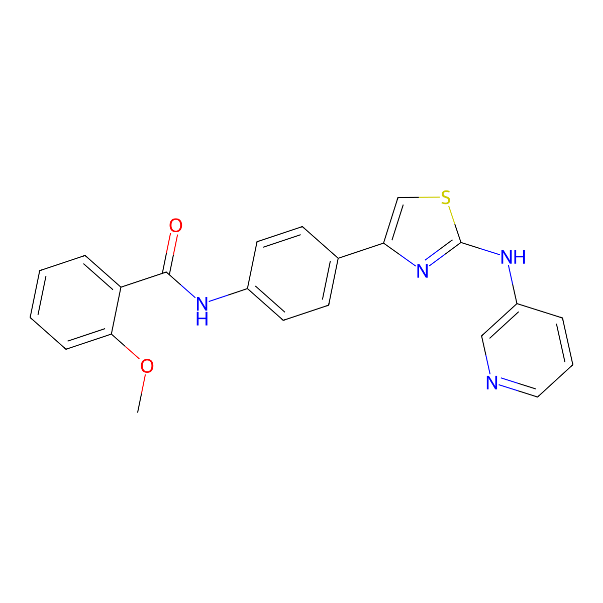2-methoxy-N-(4-(2-(pyridin-3-ylamino)thiazol-4-yl)phenyl)benzamide molecular structure, CAS 1797285-21-2