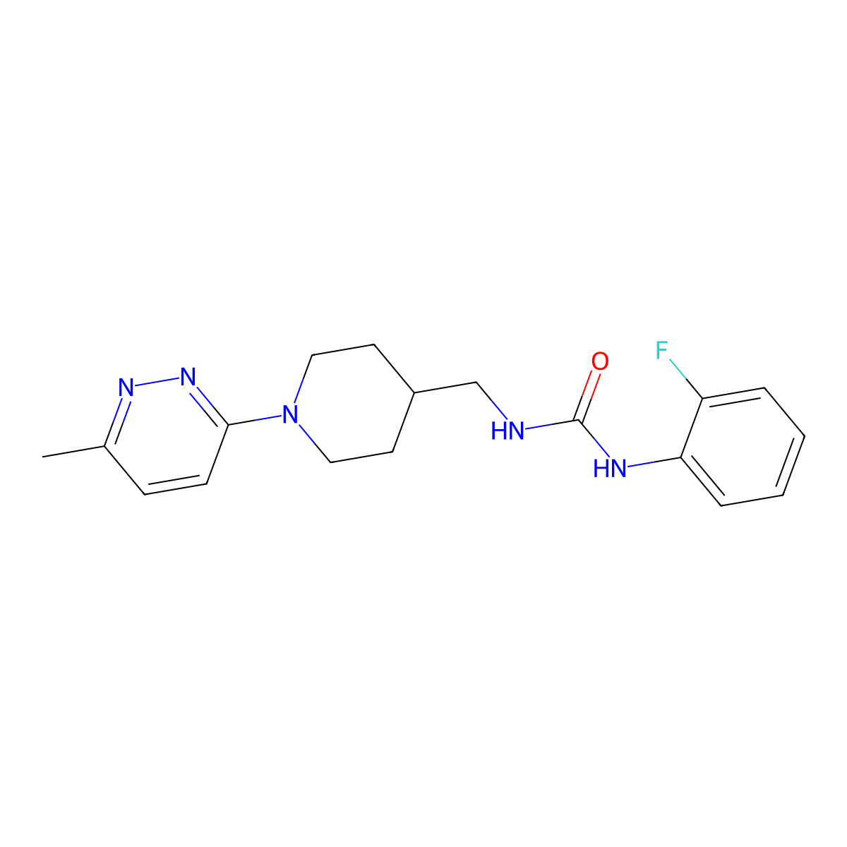 1-(2-Fluorophenyl)-3-((1-(6-methylpyridazin-3-yl)piperidin-4-yl)methyl)urea molecular structure, CAS 1797285-42-7