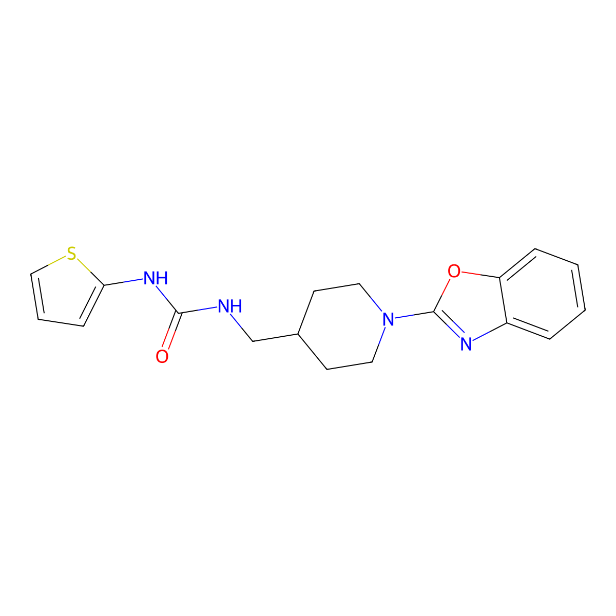 1-((1-(Benzo[d]oxazol-2-yl)piperidin-4-yl)methyl)-3-(thiophen-2-yl)urea molecular structure, CAS 1797285-75-6