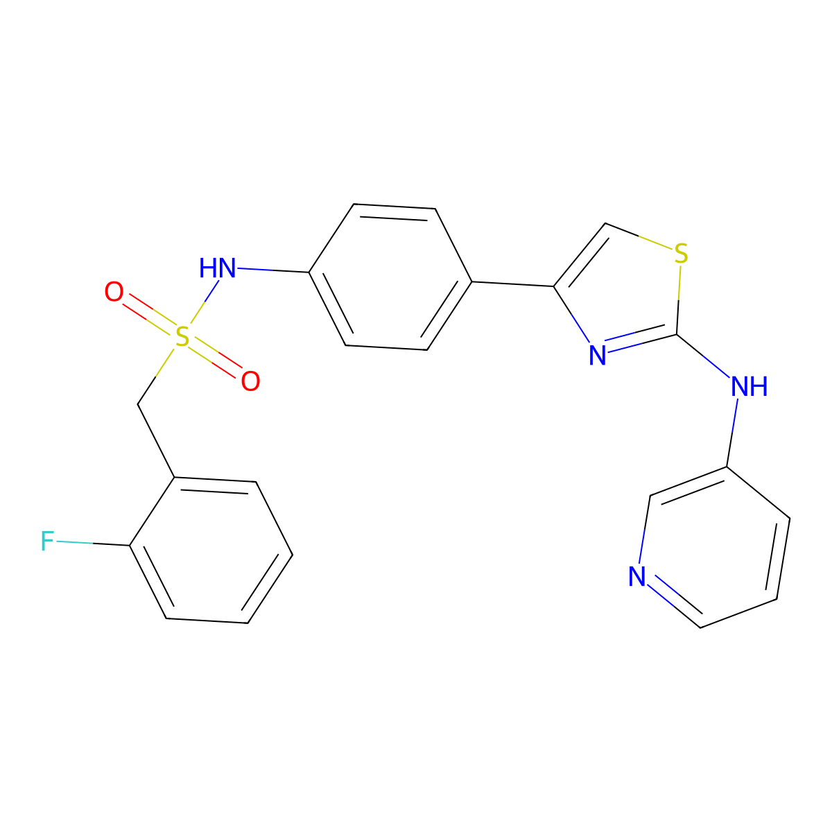 1-(2-fluorophenyl)-N-(4-(2-(pyridin-3-ylamino)thiazol-4-yl)phenyl)methanesulfonamide molecular structure, CAS 1797285-77-8