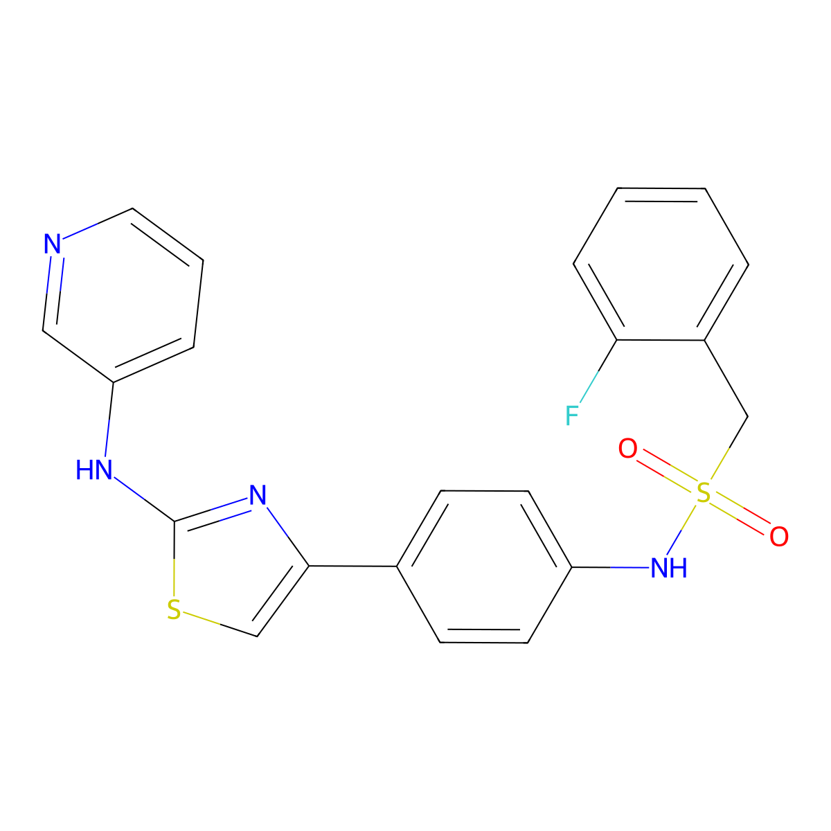 1-(2-fluorophenyl)-N-(4-(2-(pyridin-3-ylamino)thiazol-4-yl)phenyl)methanesulfonamide molecular structure, CAS 1797285-77-8