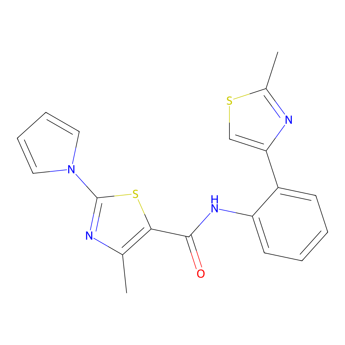 4-methyl-N-(2-(2-methylthiazol-4-yl)phenyl)-2-(1H-pyrrol-1-yl)thiazole-5-carboxamide molecular structure, CAS 1797285-95-0