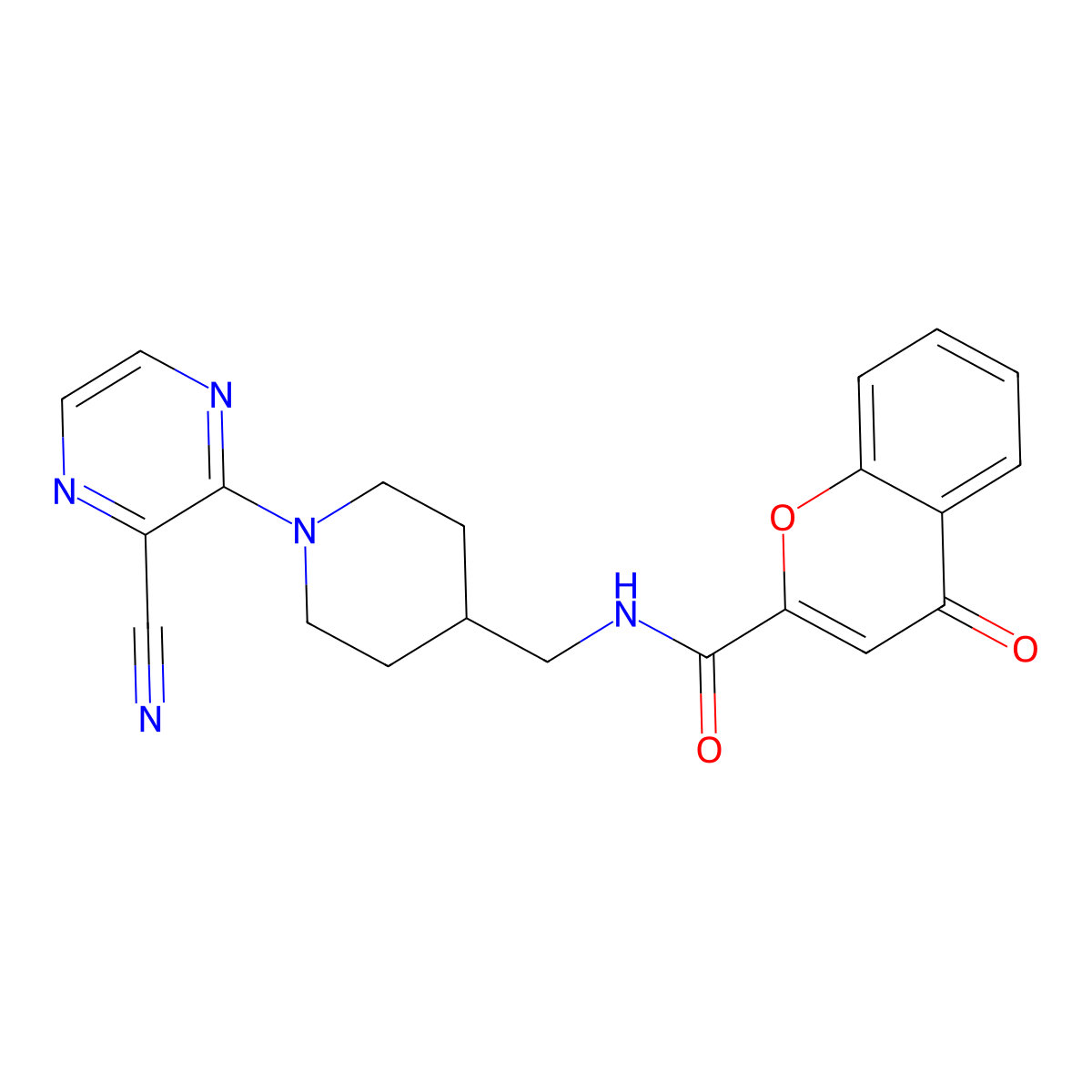 N-((1-(3-cyanopyrazin-2-yl)piperidin-4-yl)methyl)-4-oxo-4H-chromene-2-carboxamide molecular structure, CAS 1797286-07-7
