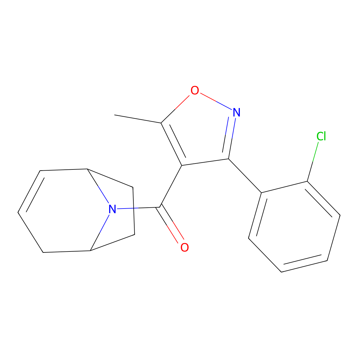(1R,5S)-8-azabicyclo[3.2.1]oct-2-en-8-yl(3-(2-chlorophenyl)-5-methylisoxazol-4-yl)methanone molecular structure, CAS 1797286-39-5