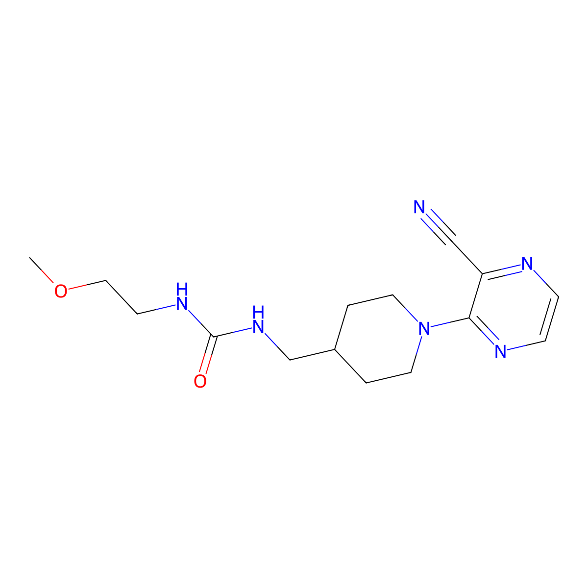 1-{[1-(3-Cyanopyrazin-2-yl)piperidin-4-yl]methyl}-3-(2-methoxyethyl)urea molecular structure, CAS 1797286-54-4