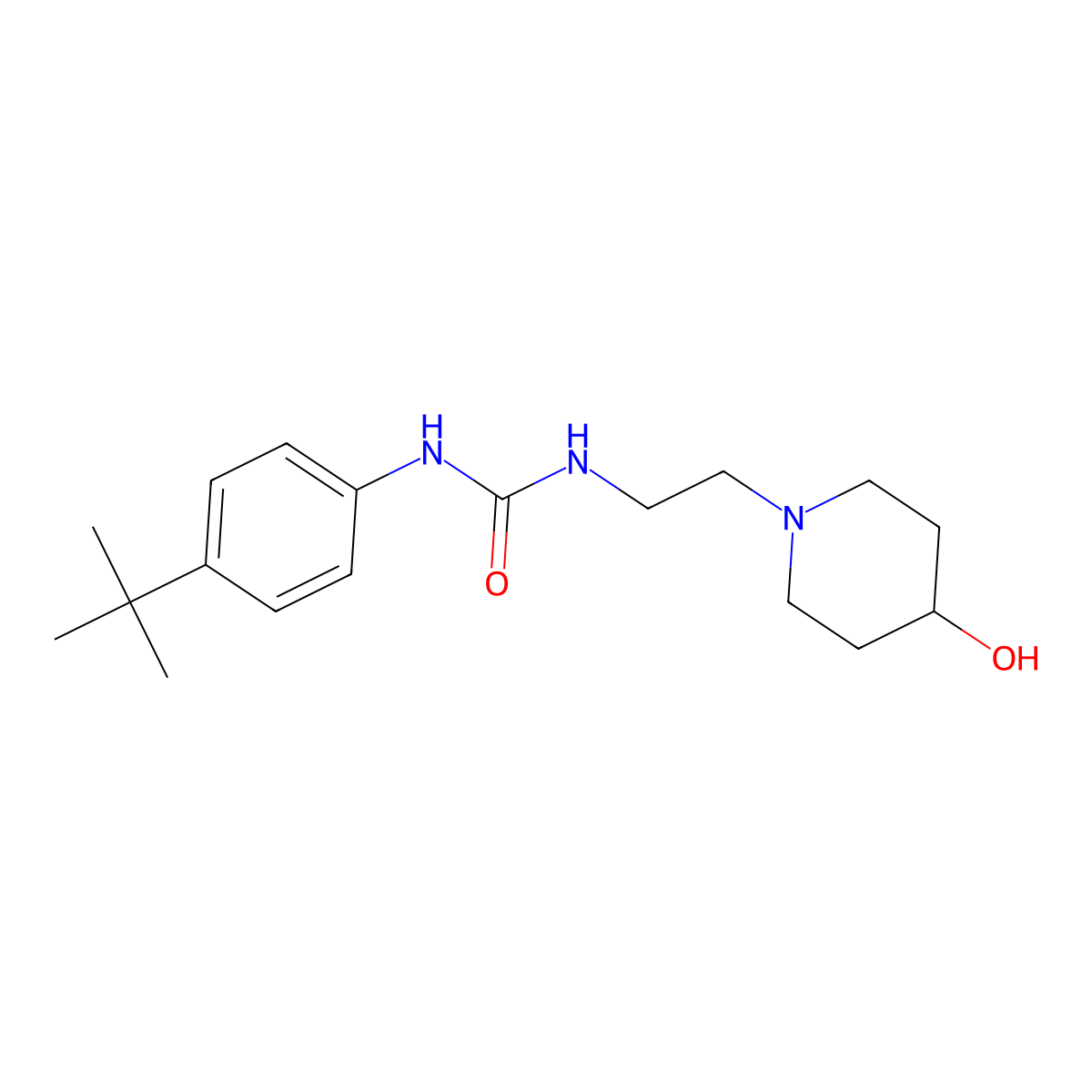 1-(4-(Tert-butyl)phenyl)-3-(2-(4-hydroxypiperidin-1-yl)ethyl)urea molecular structure, CAS 1797286-74-8