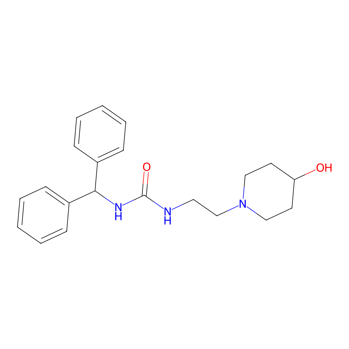 1-Benzhydryl-3-(2-(4-hydroxypiperidin-1-yl)ethyl)urea molecular structure, CAS 1797286-85-1