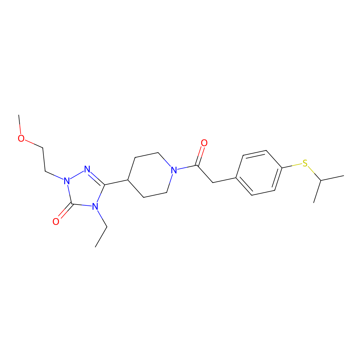 4-ethyl-3-(1-(2-(4-(isopropylthio)phenyl)acetyl)piperidin-4-yl)-1-(2-methoxyethyl)-1H-1,2,4-triazol-5(4H)-one molecular structure, CAS 1797287-14-9
