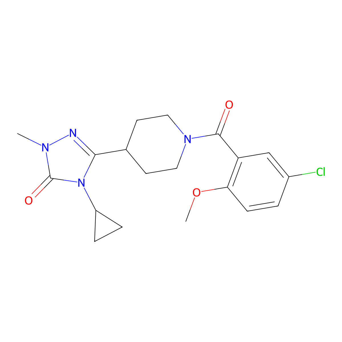 3-(1-(5-chloro-2-methoxybenzoyl)piperidin-4-yl)-4-cyclopropyl-1-methyl-1H-1,2,4-triazol-5(4H)-one molecular structure, CAS 1797287-19-4