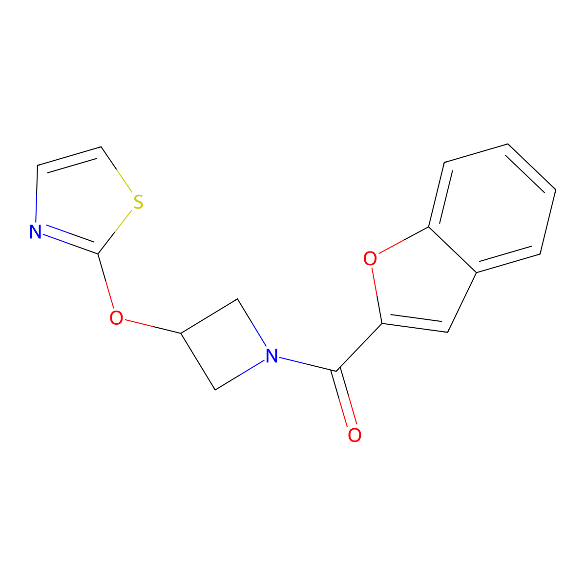 Benzofuran-2-yl(3-(thiazol-2-yloxy)azetidin-1-yl)methanone molecular structure, CAS 1797287-31-0