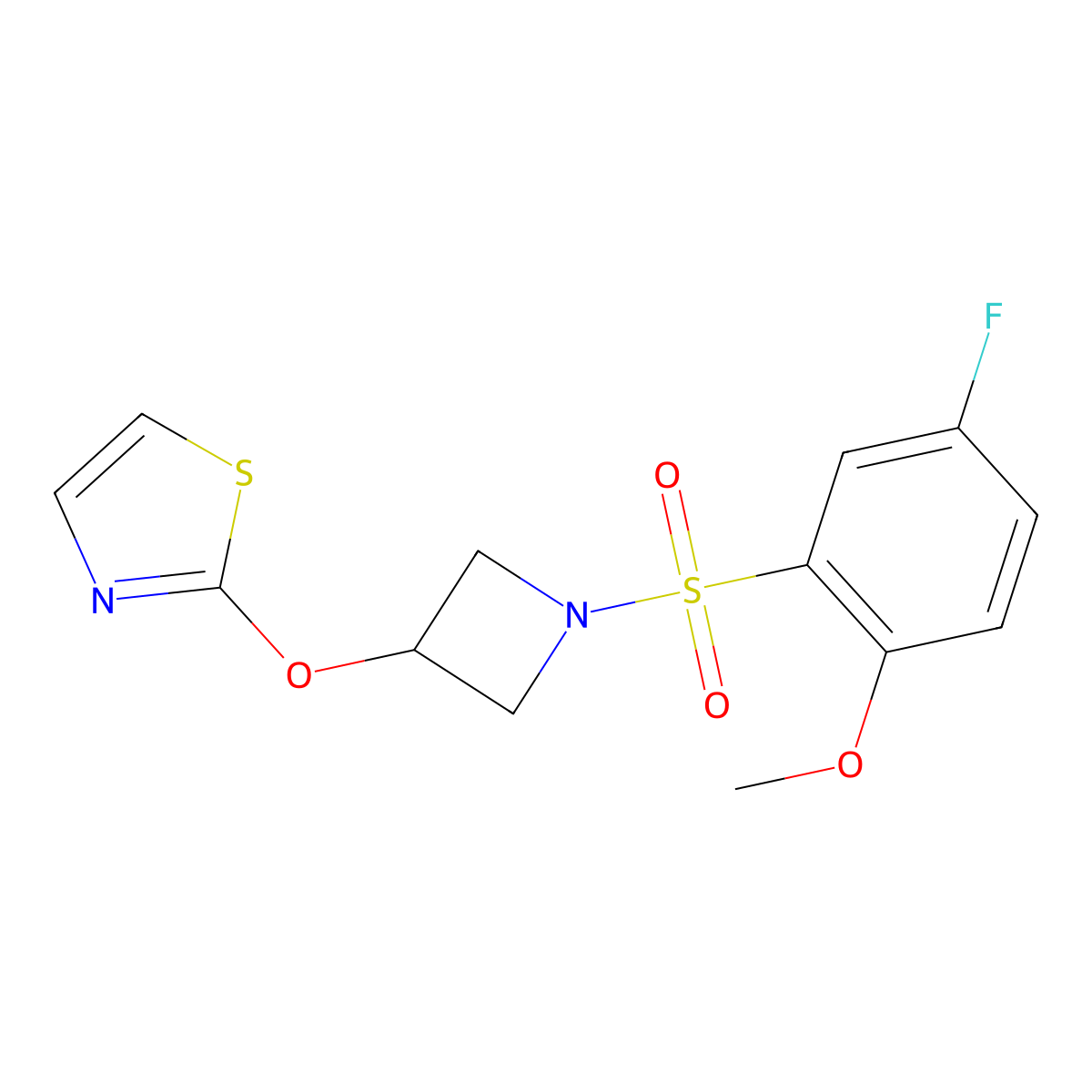2-((1-((5-Fluoro-2-methoxyphenyl)sulfonyl)azetidin-3-yl)oxy)thiazole molecular structure, CAS 1797287-69-4