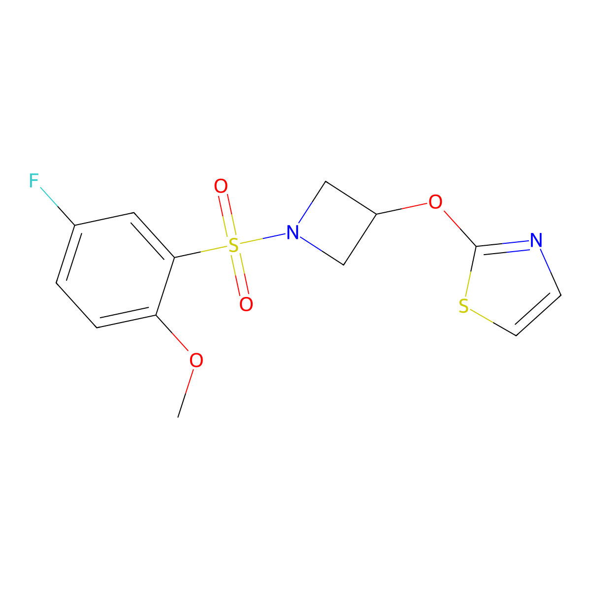 2-((1-((5-Fluoro-2-methoxyphenyl)sulfonyl)azetidin-3-yl)oxy)thiazole molecular structure, CAS 1797287-69-4