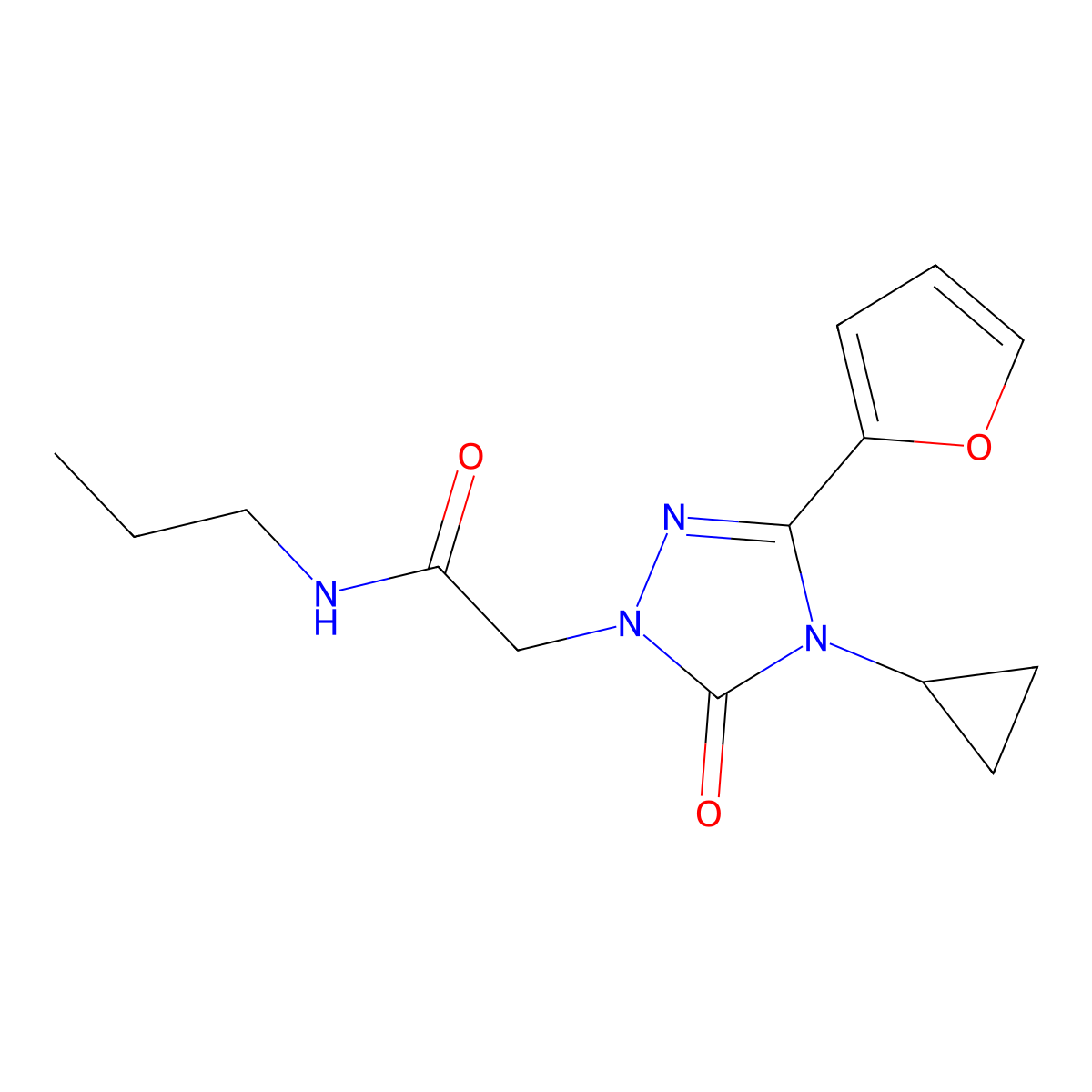 2-[4-cyclopropyl-3-(furan-2-yl)-5-oxo-4,5-dihydro-1H-1,2,4-triazol-1-yl]-N-propylacetamide molecular structure, CAS 1797287-83-2