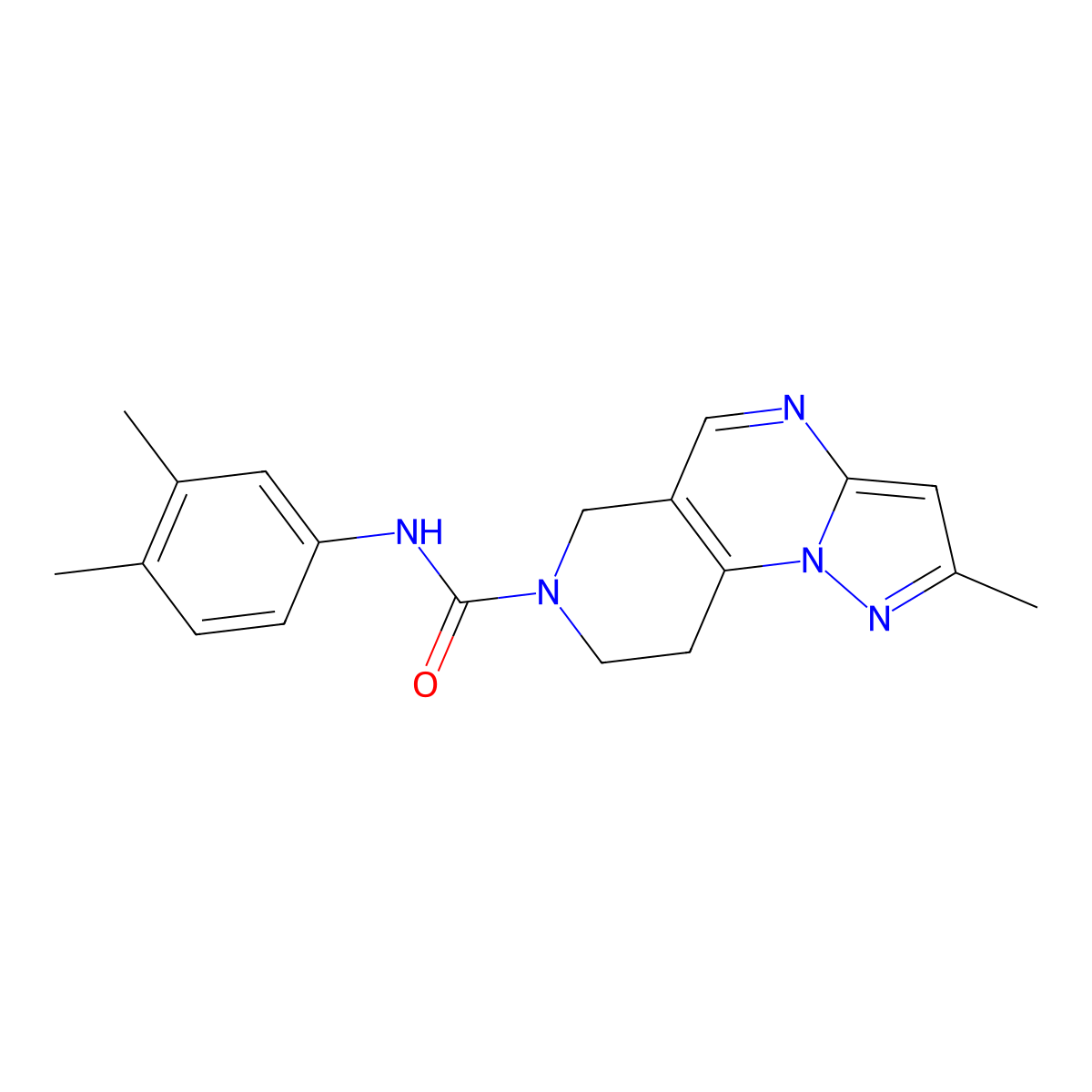 N-(3,4-dimethylphenyl)-2-methyl-8,9-dihydropyrazolo[1,5-a]pyrido[3,4-e]pyrimidine-7(6H)-carboxamide molecular structure, CAS 1797288-03-9