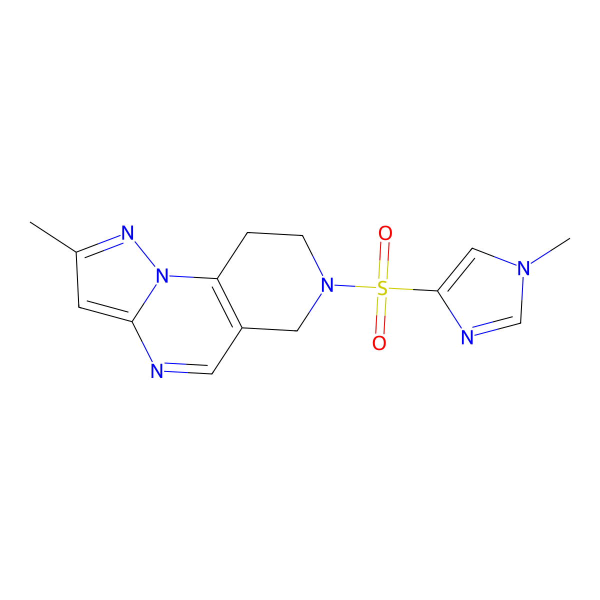 4-methyl-11-[(1-methyl-1H-imidazol-4-yl)sulfonyl]-2,3,7,11-tetraazatricyclo[7.4.0.0^{2,6}]trideca-1(9),3,5,7-tetraene molecular structure, CAS 1797288-21-1