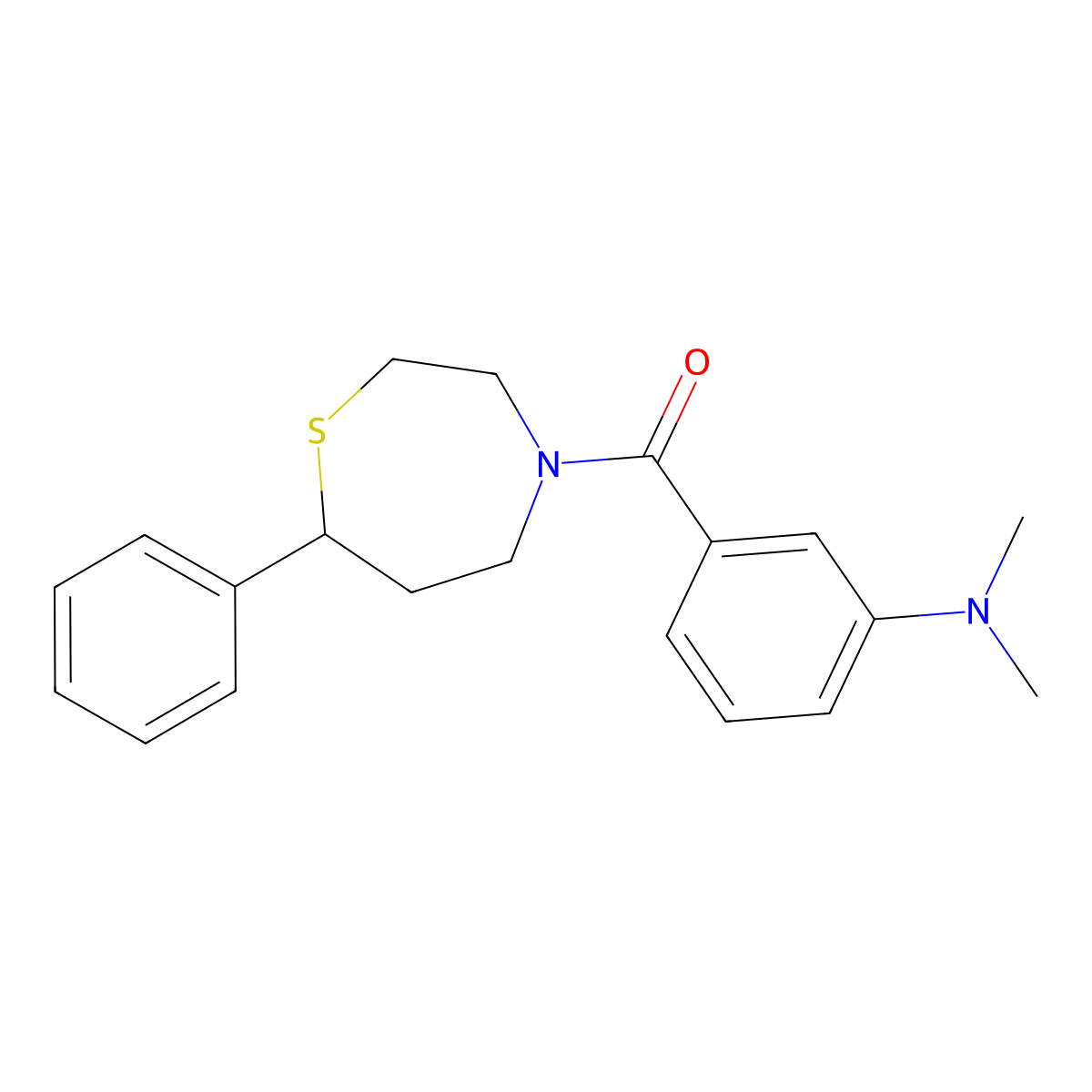 (3-(Dimethylamino)phenyl)(7-phenyl-1,4-thiazepan-4-yl)methanone molecular structure, CAS 1797288-88-0